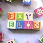 Pixel lettering embossed wooden blocks