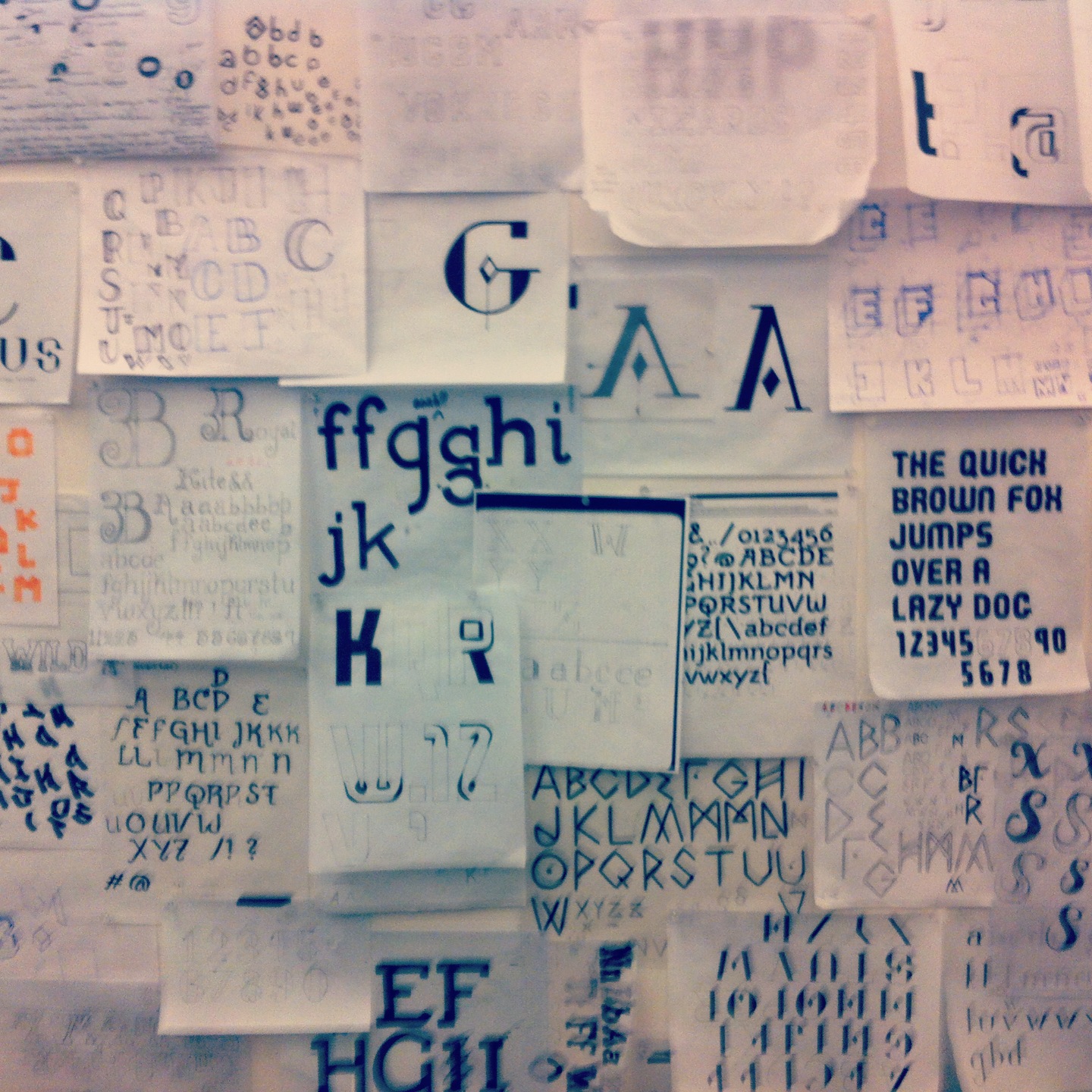 7 years of student sketches for the CCA Digital Type Studio